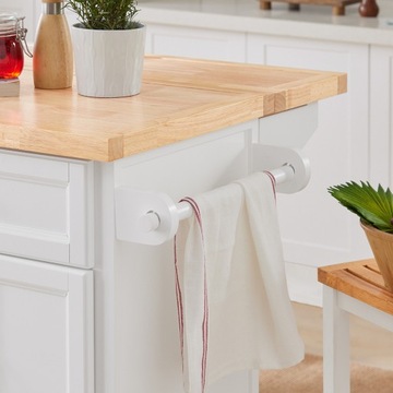 SoBuy Кухонный островной барный стол со складной столешницей на колесах FKW71-II-WN