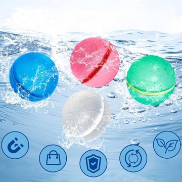 BOMBY MAGNETYCZNE BALONY WODNE WIELORAZOWE SAMOZAMYKAJĄCE 12 SZT