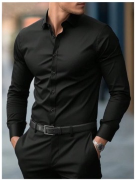 Черная мужская рубашка SLIM Fit Super Black Модель 137 M 39-40