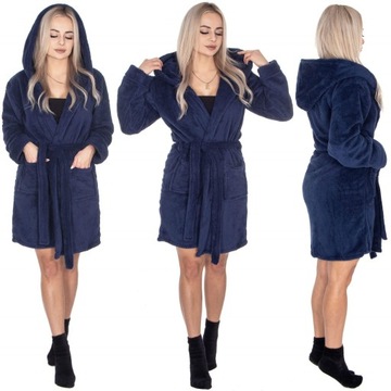 ХАЛАТ ЖЕНСКИЙ ТЕПЛЫЙ С КАПЮШОНОМ R.S/M, ЗАВЯЗЫВАЕМЫЙ НА ТАЛИИ, ТОЛСТЫЙ, ДЛИННЫЙ, МЯГКИЙ