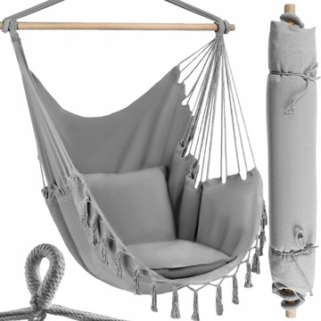 HAMAK Z PODUSZKĄ FOTEL WISZĄCY HUŚTAWKA BOCIANIE GNIAZDO BOHO DOMU OGRODU
