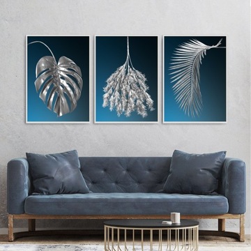 3X PLAKAT TRYPTYK SRERBNE LIŚCIE GRANAT A2 40x50cm
