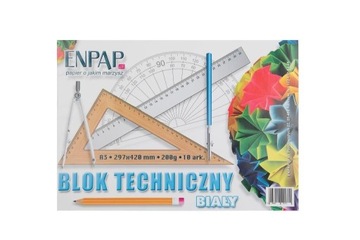 BLOK TECHNICZNY BIAŁY A3