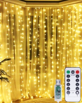 СВЕТОДИОДНАЯ СВЕТОВАЯ ЗАВЕСА 3x3 лампочки x 300 елочная гирлянда для окна
