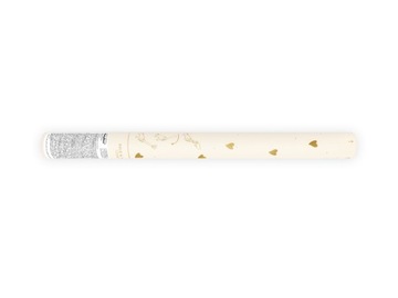 TUBA manualna KONFETTI serca BIAŁO ZŁOTE - 35cm
