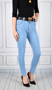 Spodnie Jeansy Wysoki Stan Jeansowe Push-Up Skinny