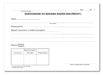 Skierowanie do badania radiologicznego Rtg-4