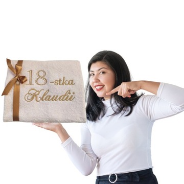 PREZENT na 18 Ręcznik HAFTOWANY 30 40 50 60 70 80 URODZINY haft 70X140 Imię