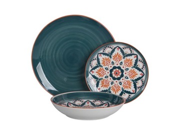 Nowoczesny Serwis obiadowy zastawa Ejos Green 18cz zielony porcelit