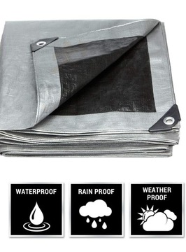 Брезент серебристо-черный 260 г/м2 3х4 м прочный водонепроницаемый