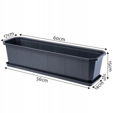 БАЛКОННЫЙ ЯЩИК, ЦВЕТОЧНЫЙ ВАЗ, РУЧКИ, ПОДСТАВКА, 60 см