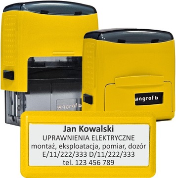 PIECZĄTKA - UPRAWNIENIA ELEKTRYKA - SEP G1 E1 D1 - do 6 wersów - Wagraf B3s