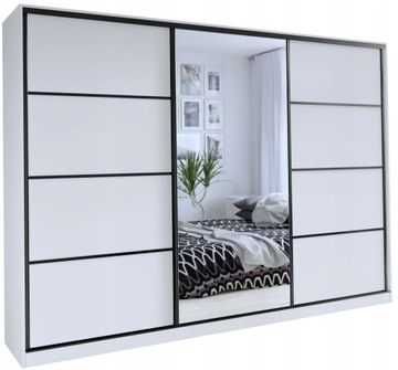 Szafa przesuwna lustro szuflady 250 cm biała LOFT