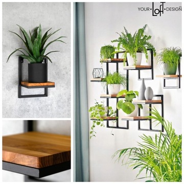 ПОДСТАВКА ДЛЯ ЦВЕТОВ Подвесная подставка для цветов, металлическая, черная, для стены в стиле лофт, 23x20x30