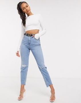 CROP TOP PRĄŻKOWANY DAMSKI DŁUGI RĘKAW* 36 S 1VAP