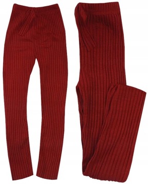 DZIANINA GETRY prążek legginsy CZERWONE 12 H704B