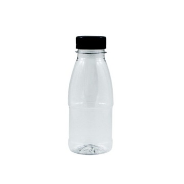 Butelki plastikowe PET 250ml okrągłe z czarnymi nakrętkami - 150 szt.