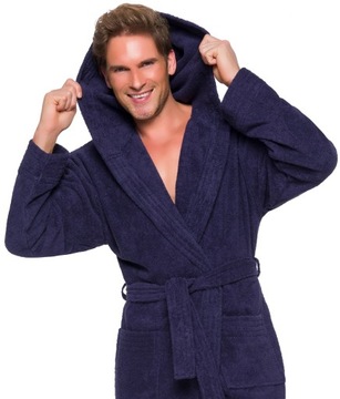 МУЖСКОЙ ХЛОПКОВЫЙ ХАЛАТ С КАПЮШОНОМ L