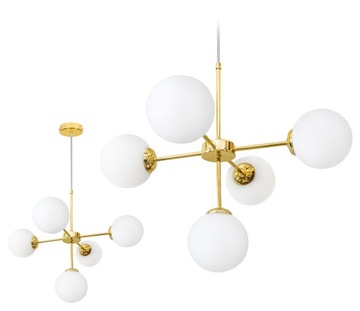 LAMPA WISZĄCA SUFITOWA ŻYRANDOL NOWOCZESNA ZŁOTA KULE LOFT LED