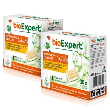 DUŻY zestaw BIO TABLETKI do ZMYWAREK ALL-in-1 60 szt. certifikat ECOLABEL