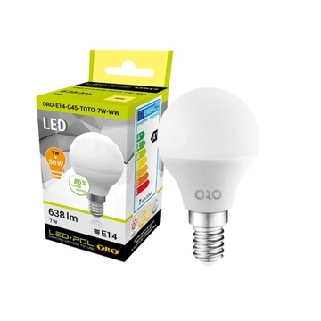Żarówka LED kulka E14 7W barwa zimna 638lm WYDAJNA Led-pol
