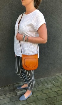 RUDA LISTONOSZKA WŁOSKA TOREBKA CAMEL SKÓRA NATURALNA VERA PELLE