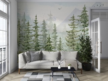 Фотообои для детей, лесные обои, лесные горы, деревья, на заказ, бесплатный клей