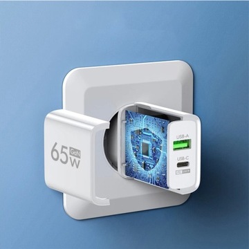 БЫСТРОЕ СЕТЕВОЕ ЗАРЯДНОЕ УСТРОЙСТВО USB-A USB QC 3.0 65 Вт USB-C PD TYPE C ДЛЯ ТЕЛЕФОНА