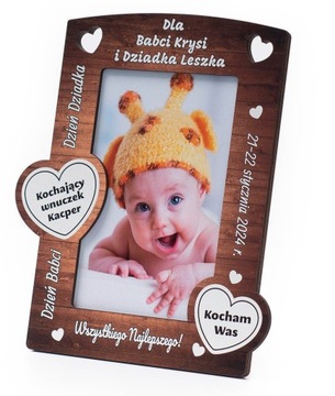 Prezent na Dzień Babci i Dziadka ramka na zdjęcie personalizowana Upominek