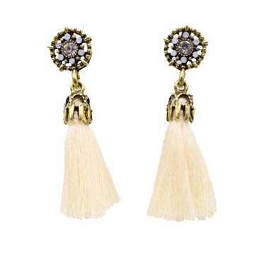 bohemian tassel earrings tassel dangle Beige