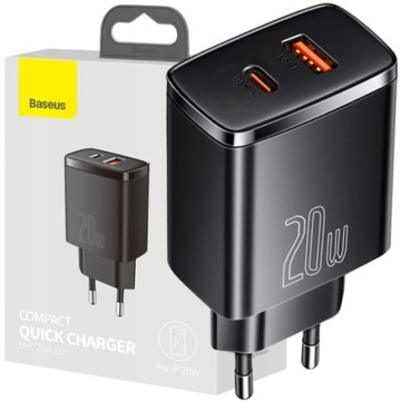 Baseus Compact Quick Charger U+C 20W EU Black