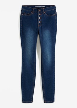 HA113 SPODNIE DAMSKIE JEANSOWE SKINNY NA GUZIKI BONPRIX 46 NIEBIESKIE