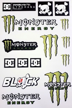 Zestaw naklejek DC MONSTER ENERGY, plansza 15szt.