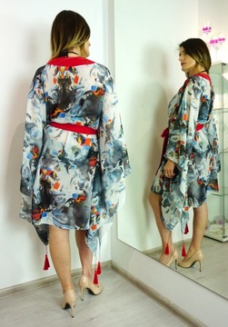 ЯПОНИЯ МИДИ ШИФОНОВАЯ ПЛЯЖНАЯ ТУНИКА ПАРЕО КИМОНО