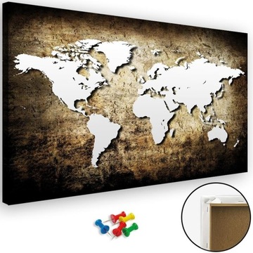 Obraz tablica korkowa stara mapa świata 120x80