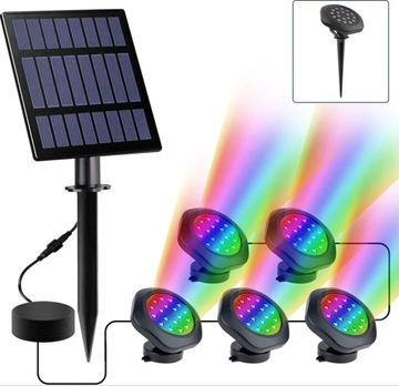 Lampa solarna LED Sanko S5403 (5x 1W) RGB kolorowe IP68 oczko