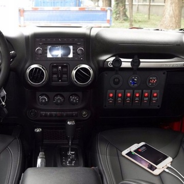 GNIAZDO ZAPALNICZKI USB PANEL PRZEŁĄCZNIKÓW 12V LED DO ŁODZI SAMOCHODOWEJ