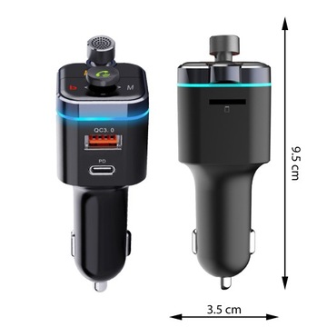 TRANSMITER BLUETOOTH AUDIO FM MP3 SZYBKA ŁADOWARKA USB SD LCD QC3.0 RGB