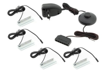 OŚWIETLENIE LED KLIPS NA 4 SZKLANE PÓŁKI NIEBIESKI