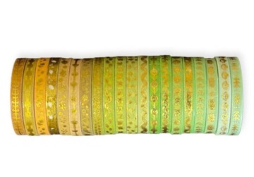Zestaw 20 washi tape 5mm/2m złocone wzory washi