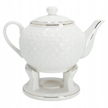 Imbryk z podgrzewaczem Czajnik Dzbanek do kawy herbaty Biała porcelana 1L