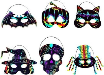 набор из 18 МАСОК ДЛЯ ХЭЛЛОУИНА для скретч-страниц своими руками