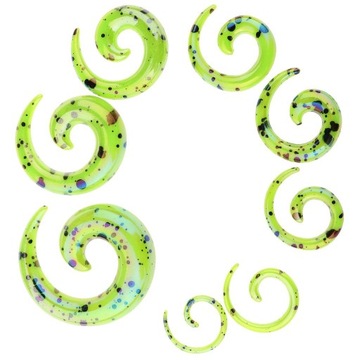8x Tunele do uszu ślimaka z akrylu, spiralne, zielone