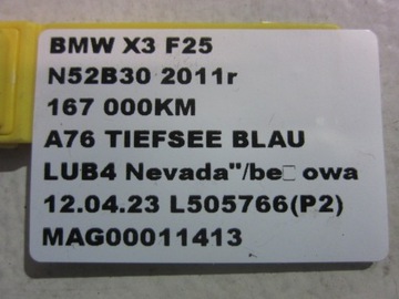 BMW X3 F25 N52 PŘÍVOD TRUBKA WAZ VODY 7601852