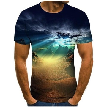 MODNY T-SHIRT MĘSKI KOSZULKA 3D Z NADRUKIEM WZORY, L