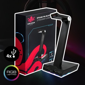 ПОДСТАВКА ДЕРЖАТЕЛЬ ДЛЯ НАУШНИКОВ RGB ПОДСВЕТКА USB-ХАБ