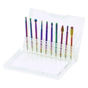 Набор из 10 алмазных фрез для маникюра с гибридным гелем для кутикулы MD-Z1