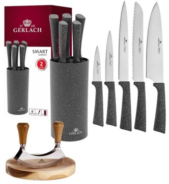 GERLACH SMART GRANIT NOŻE 5EL +TASAK DO ZIÓŁ DESKA