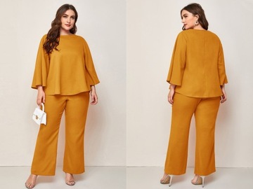 Shein Curve elegancki komplet: bluzka i spodnie XL