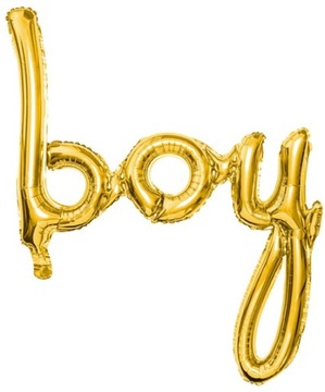 Napis foliowy Boy Złoty Baby Shower 63x74 cm